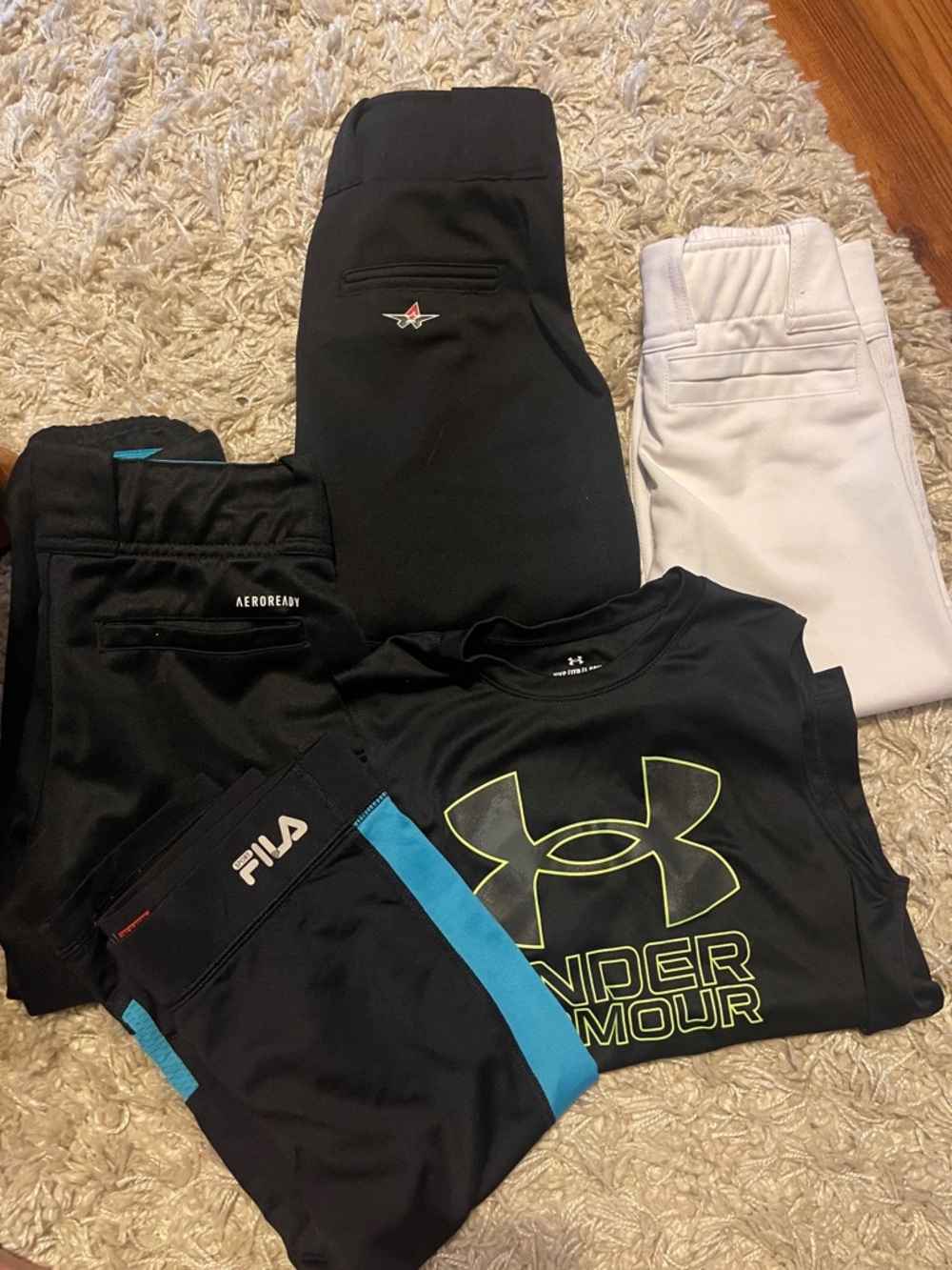 Kids Sports Bundle Under Armour Black Sleeveless Logo Tee with Athletic Pants